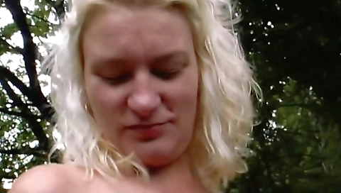 Cute blonde fucked by a huge cock