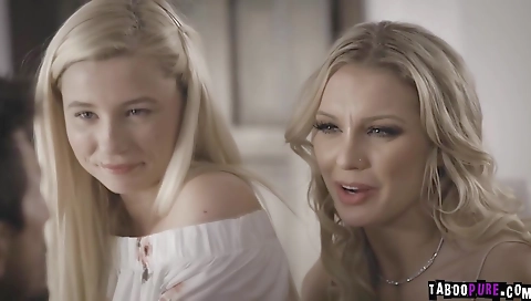 Sexy young blonde swallows a little hasta